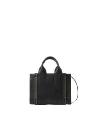 Mini sac cabas Woody à bandoulière en cuir - Black