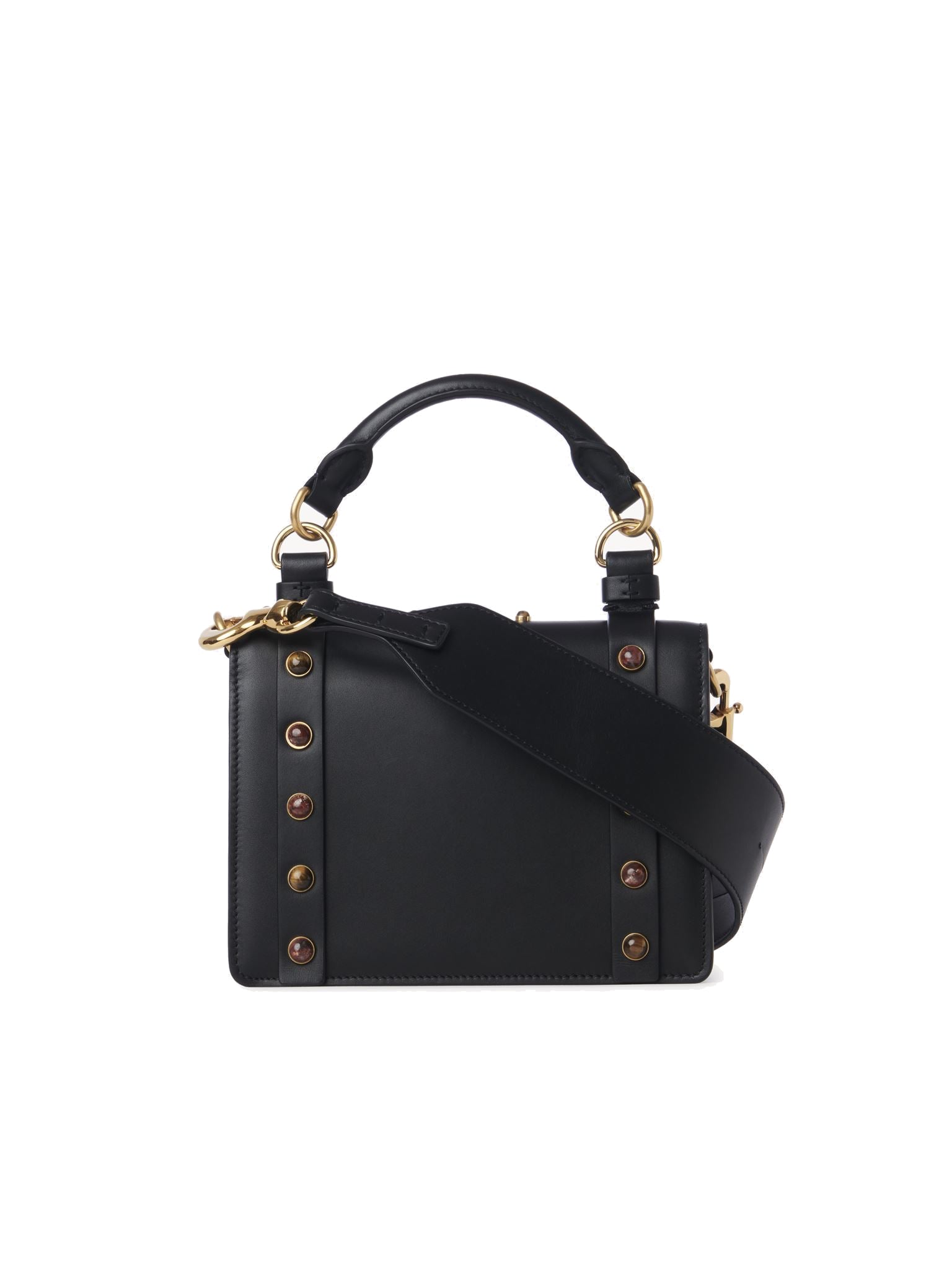 Petit sac à rabat clouté Ora en cuir - Black