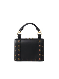 Petit sac à rabat clouté Ora en cuir - Black