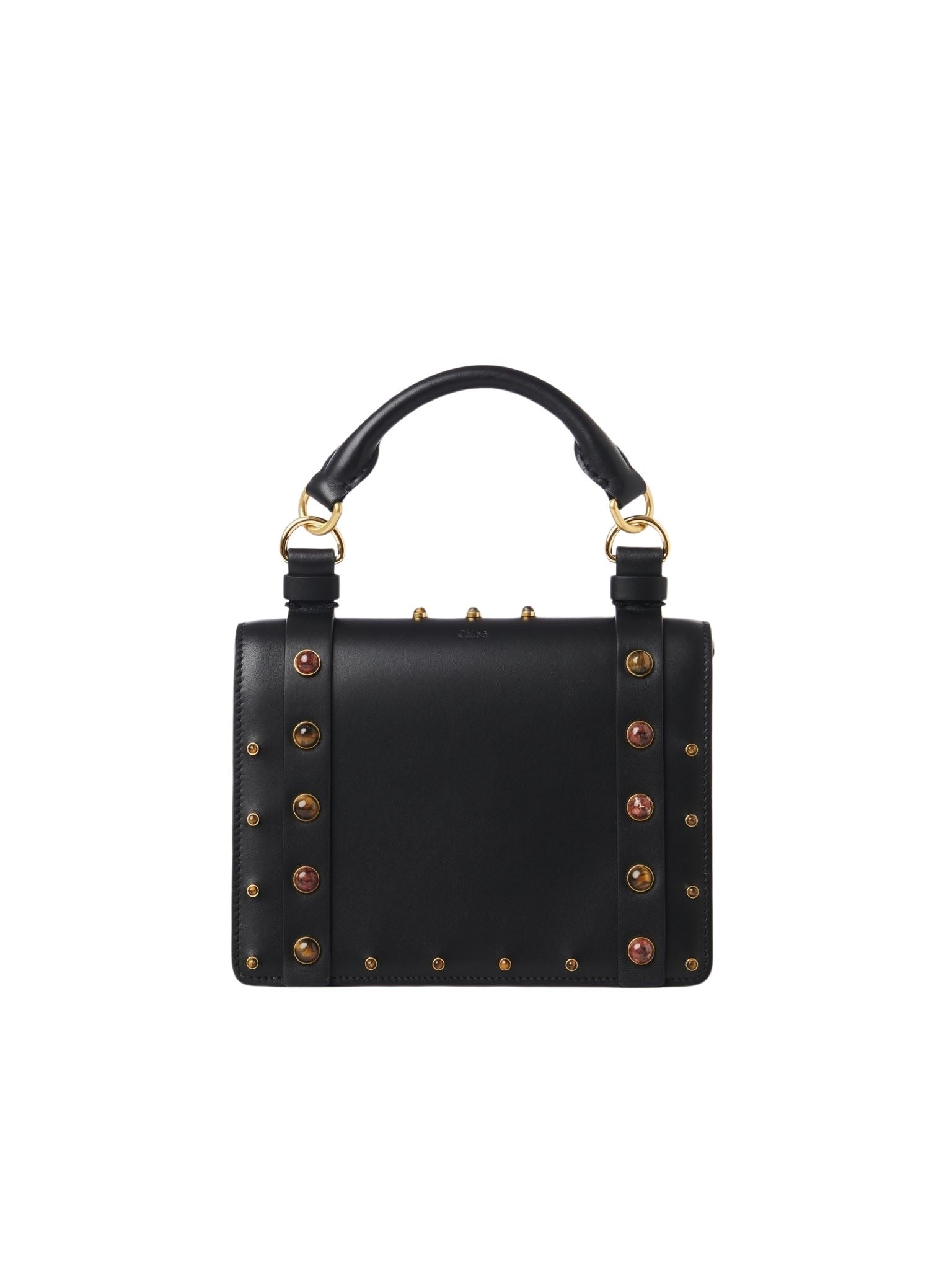 Petit sac à rabat clouté Ora en cuir - Black