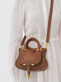 Mini sac Marcie double porté en cuir - Tan