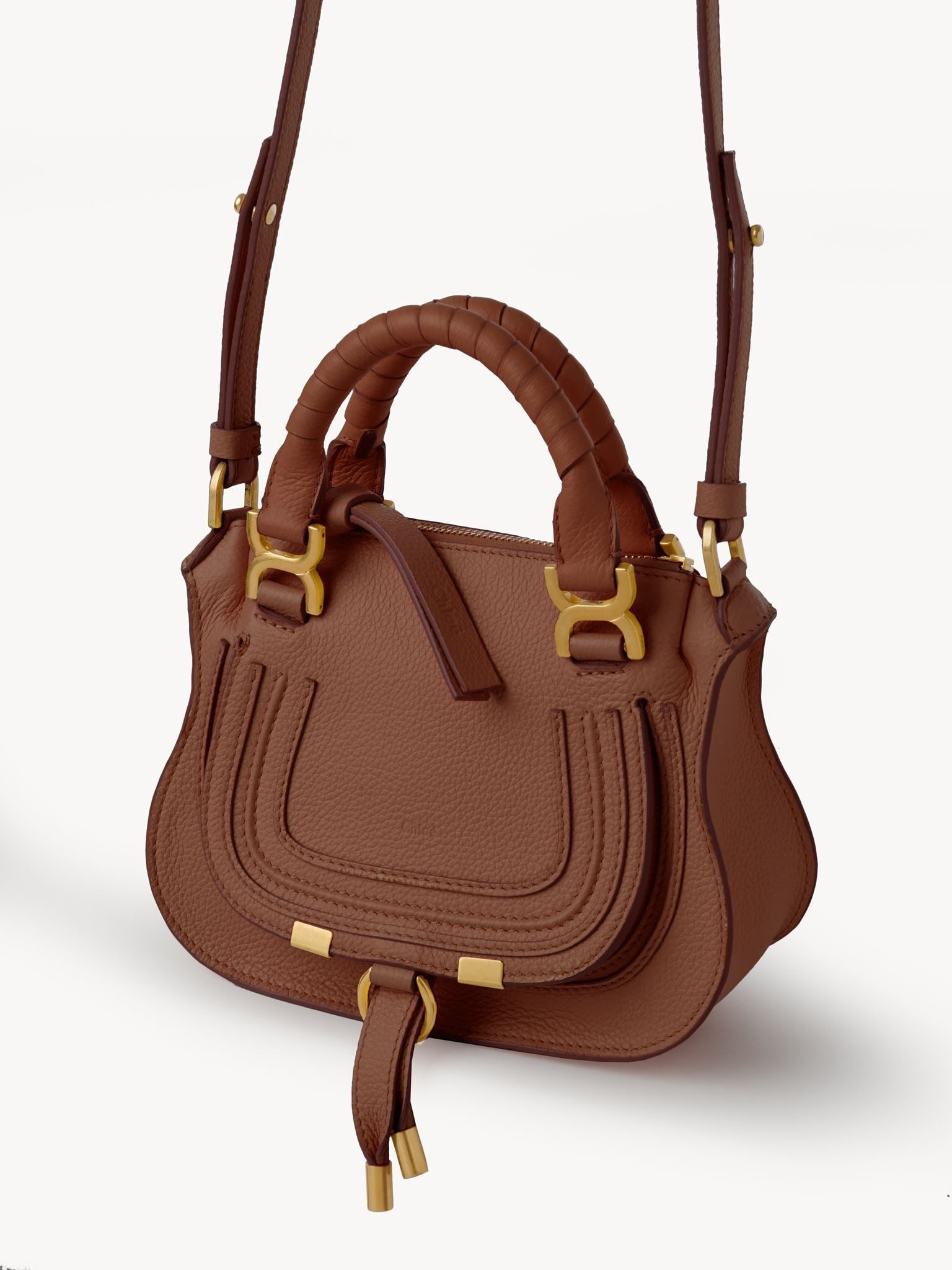Mini sac Marcie double porté en cuir - Tan