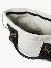 Grand sac double porté Marcie en cuir - Noir Blanc