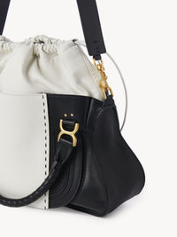 Grand sac double porté Marcie en cuir - Noir Blanc