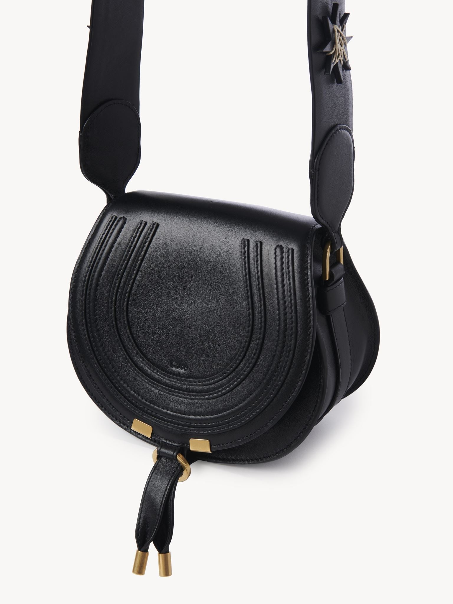 Petit sac porté épaule Marcie en cuir - Black & Stars