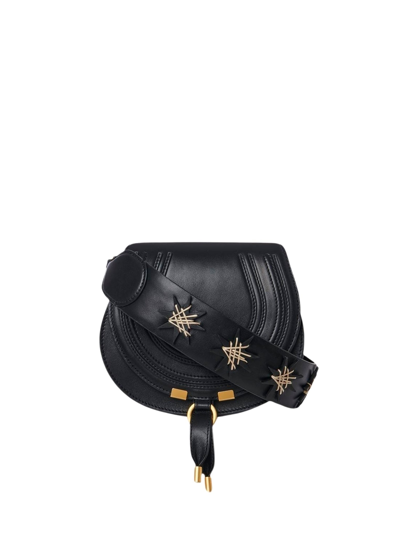 Petit sac porté épaule Marcie en cuir - Black & Stars