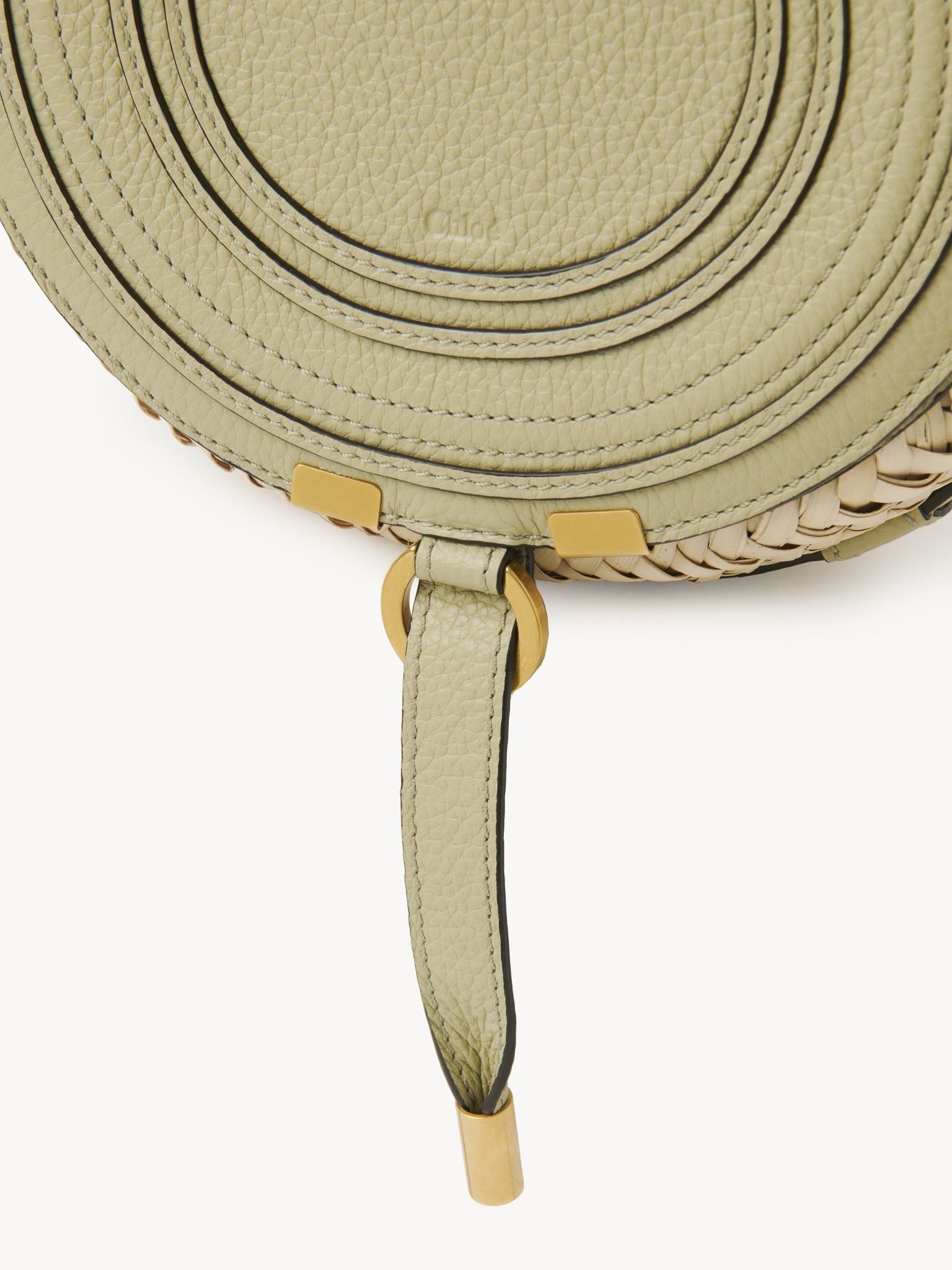 Sac panier rond porté épaule Marcie en cuir - Faded Green