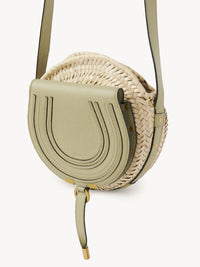 Sac panier rond porté épaule Marcie en cuir - Faded Green