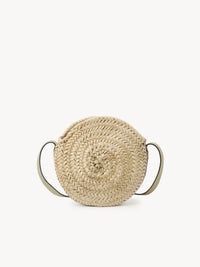 Sac panier rond porté épaule Marcie en cuir - Faded Green