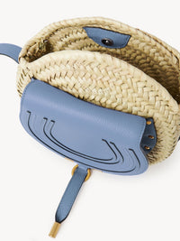 Sac panier rond porté épaule Marcie en cuir - Cobalt Ombragé