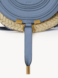 Sac panier rond porté épaule Marcie en cuir - Cobalt Ombragé