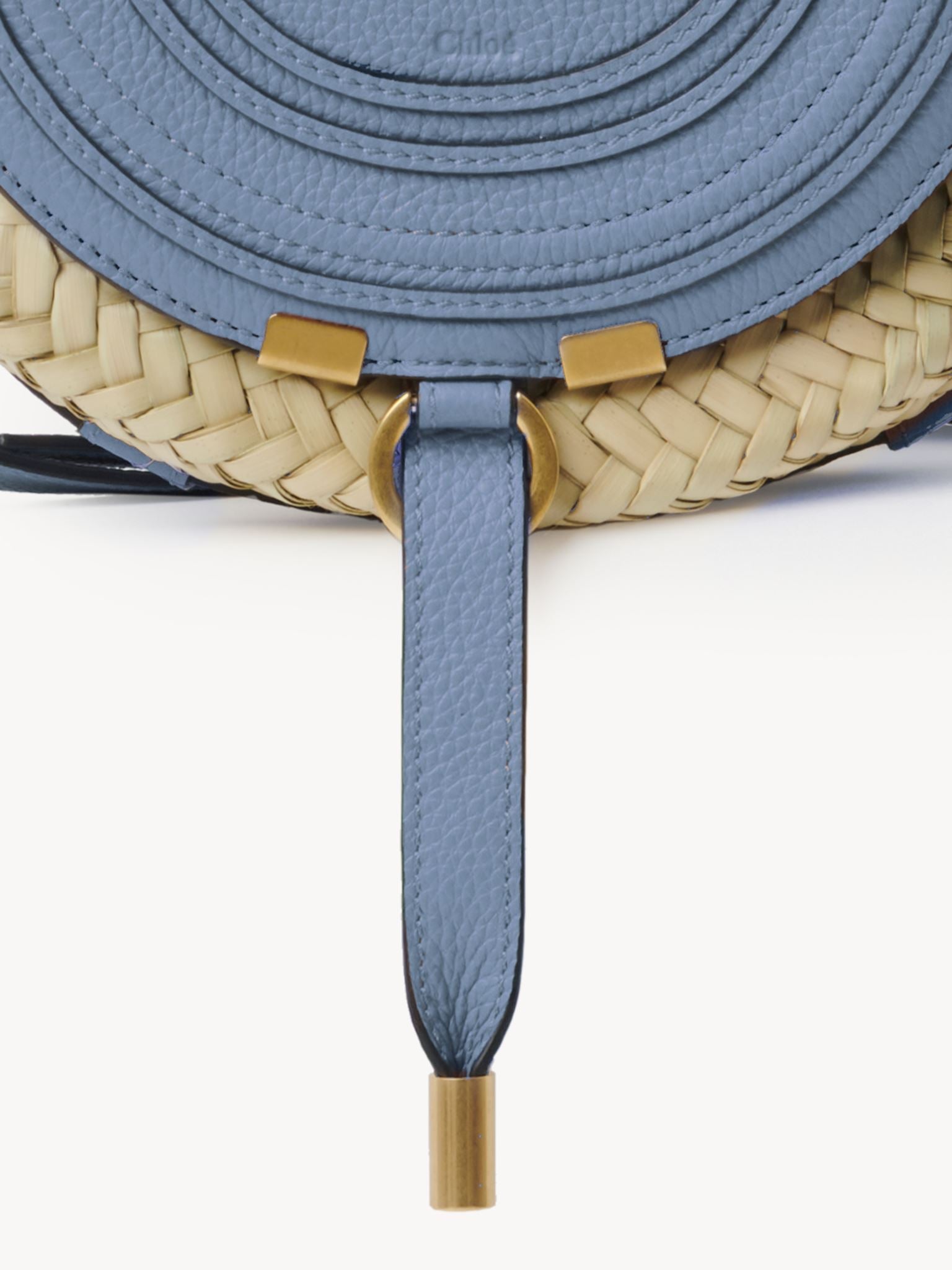 Sac panier rond porté épaule Marcie en cuir - Cobalt Ombragé