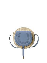 Sac panier rond porté épaule Marcie en cuir - Cobalt Ombragé