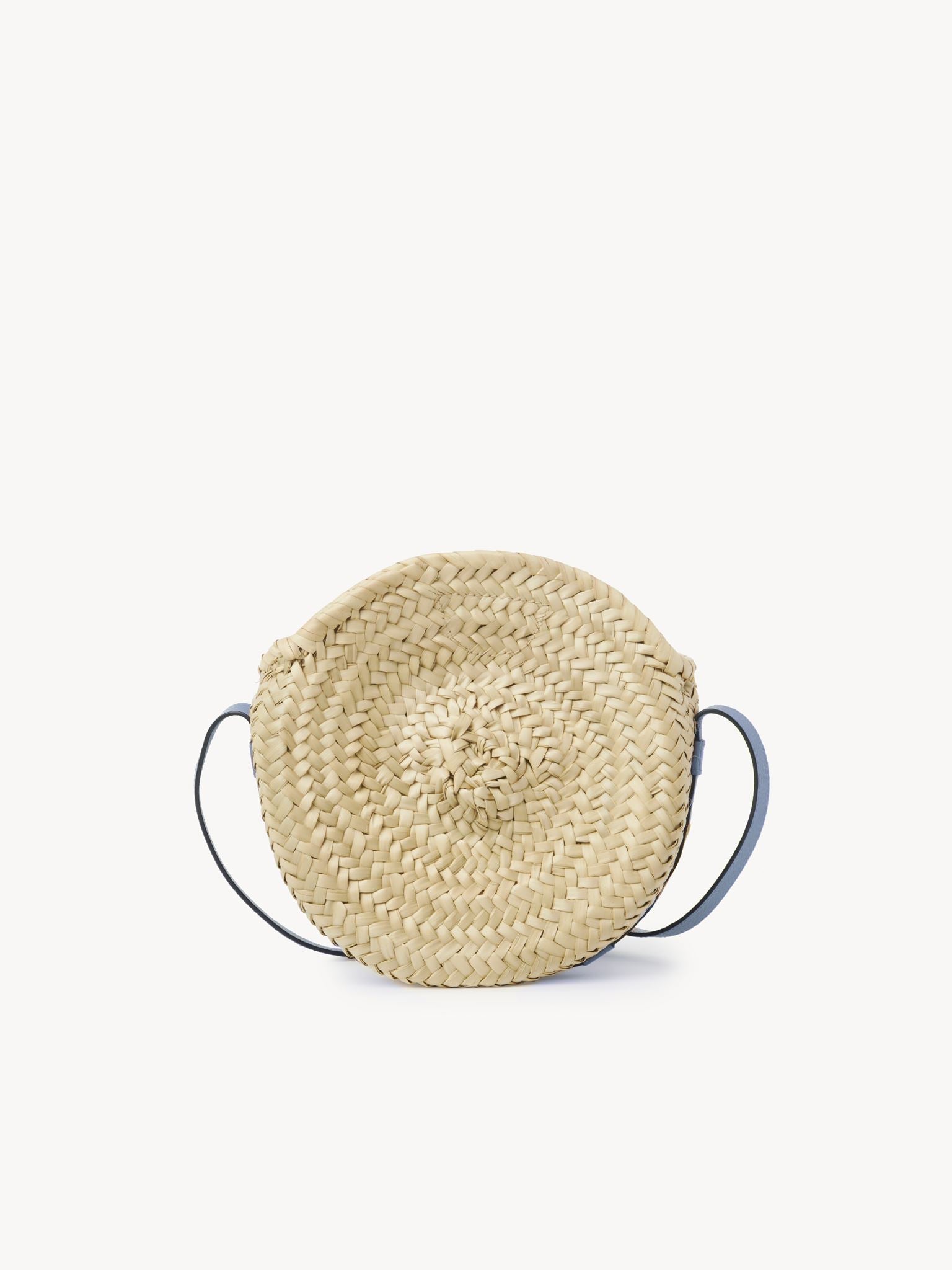 Sac panier rond porté épaule Marcie en cuir - Cobalt Ombragé