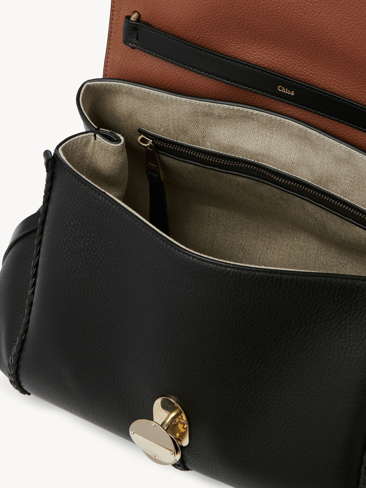Grand sac souple porté épaule Penelope en cuir - Black