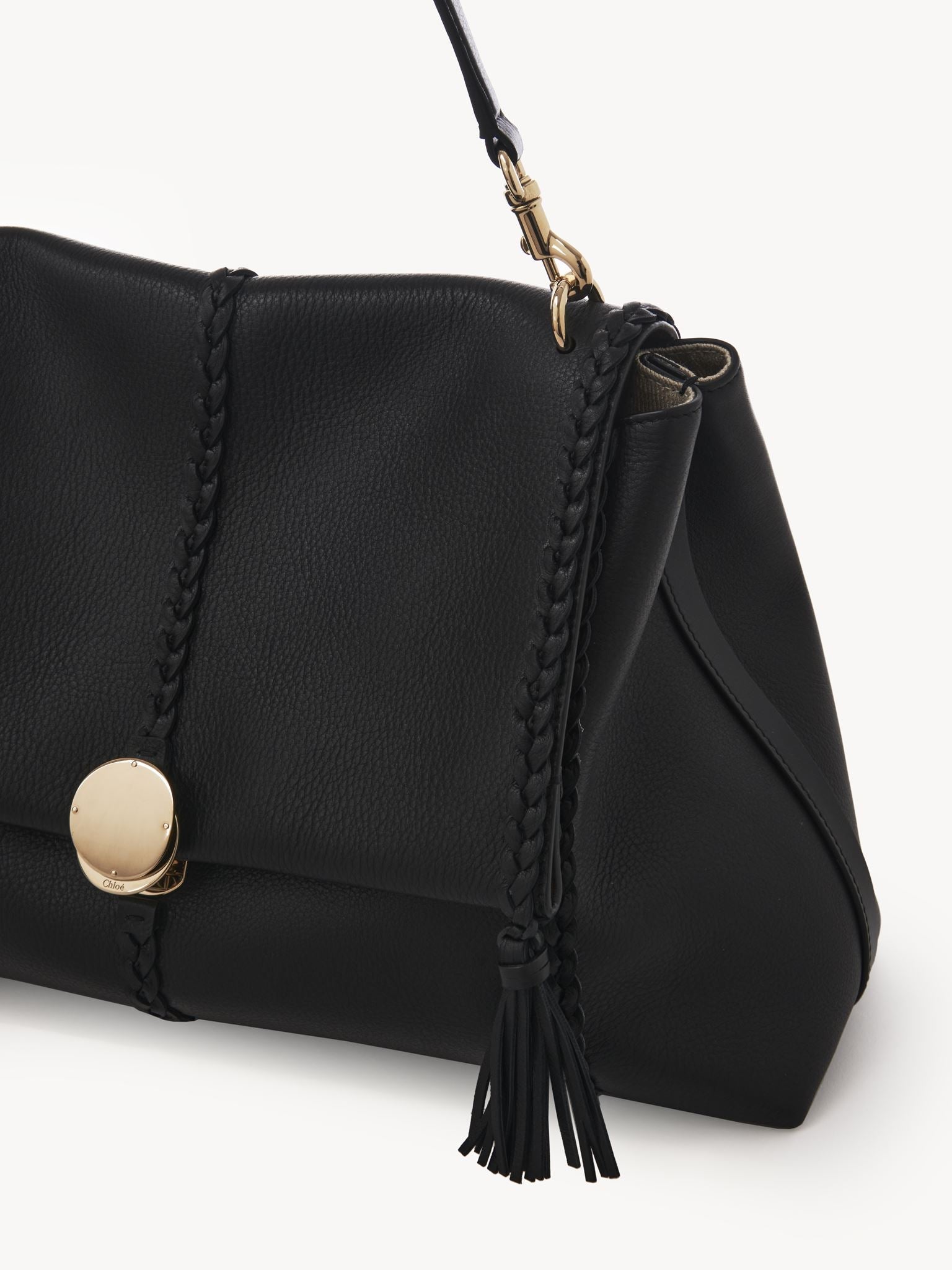 Grand sac souple porté épaule Penelope en cuir - Black