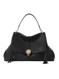 Grand sac souple porté épaule Penelope en cuir - Black