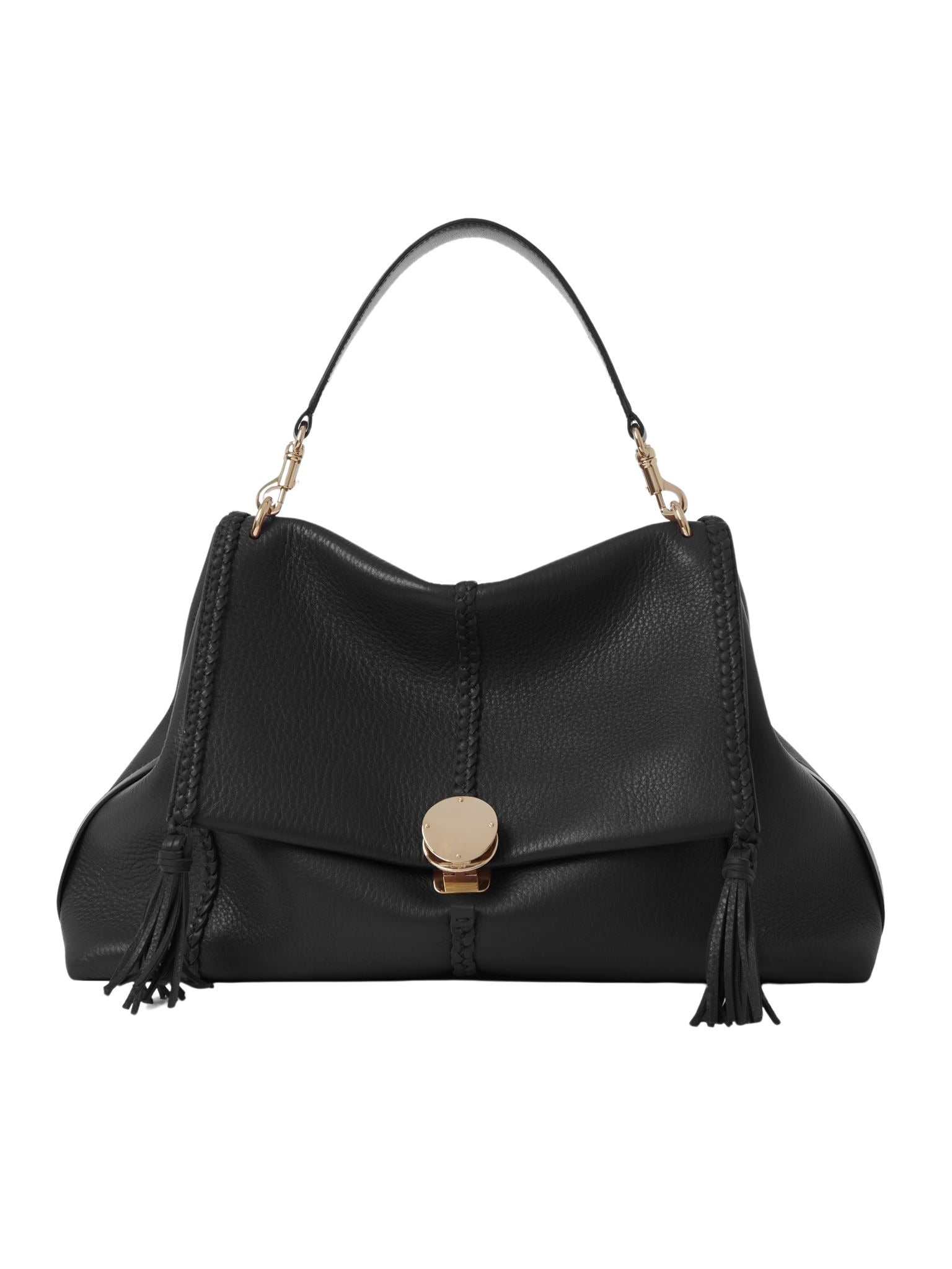 Grand sac souple porté épaule Penelope en cuir - Black