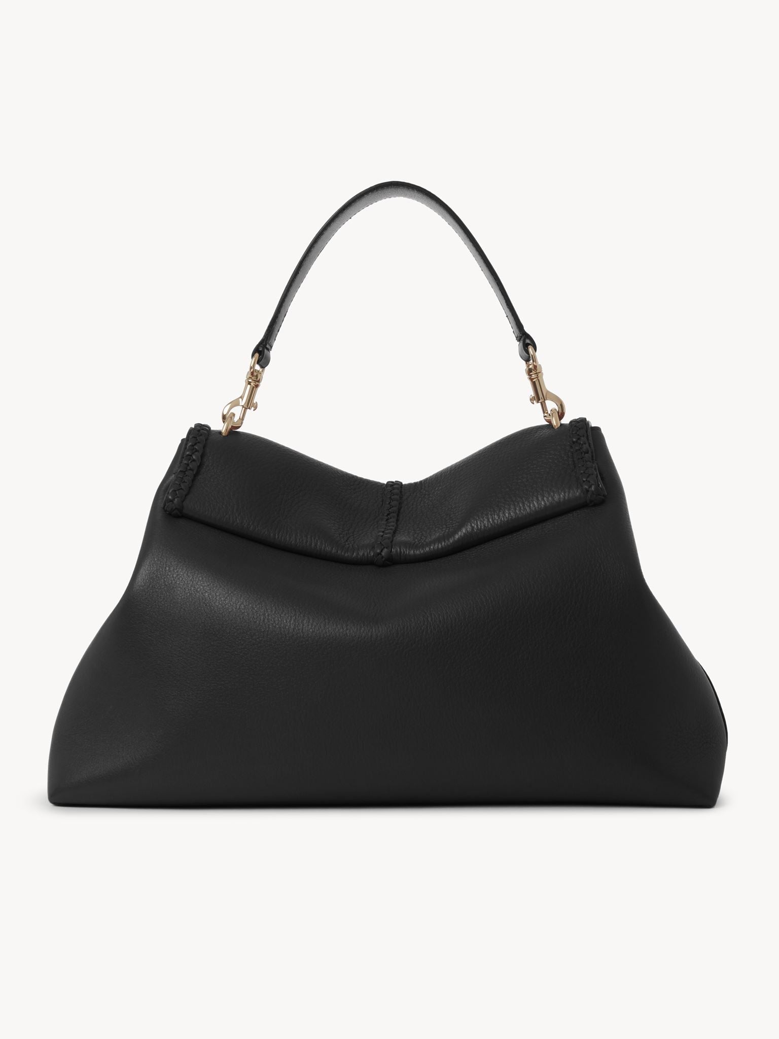Grand sac souple porté épaule Penelope en cuir - Black