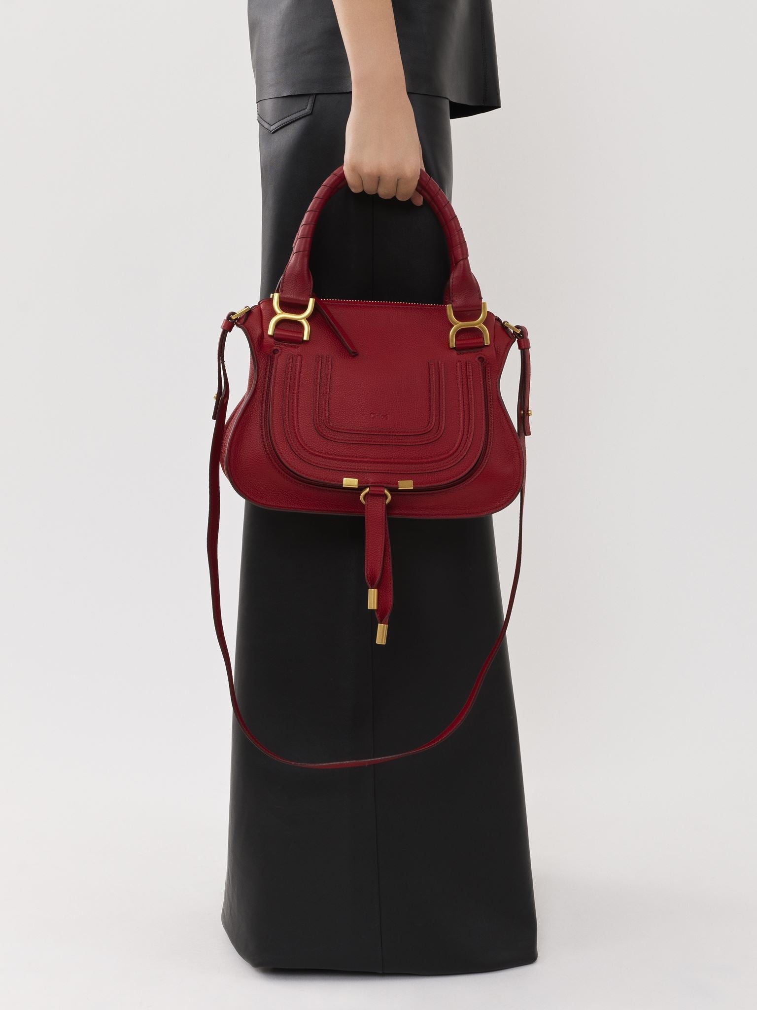 Petit sac double porté Marcie en cuir - Reddish Pink