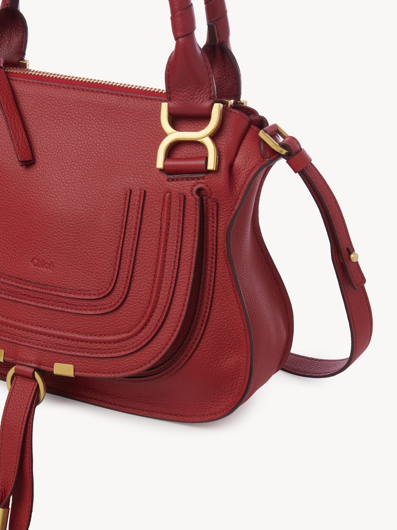 Petit sac double porté Marcie en cuir - Reddish Pink