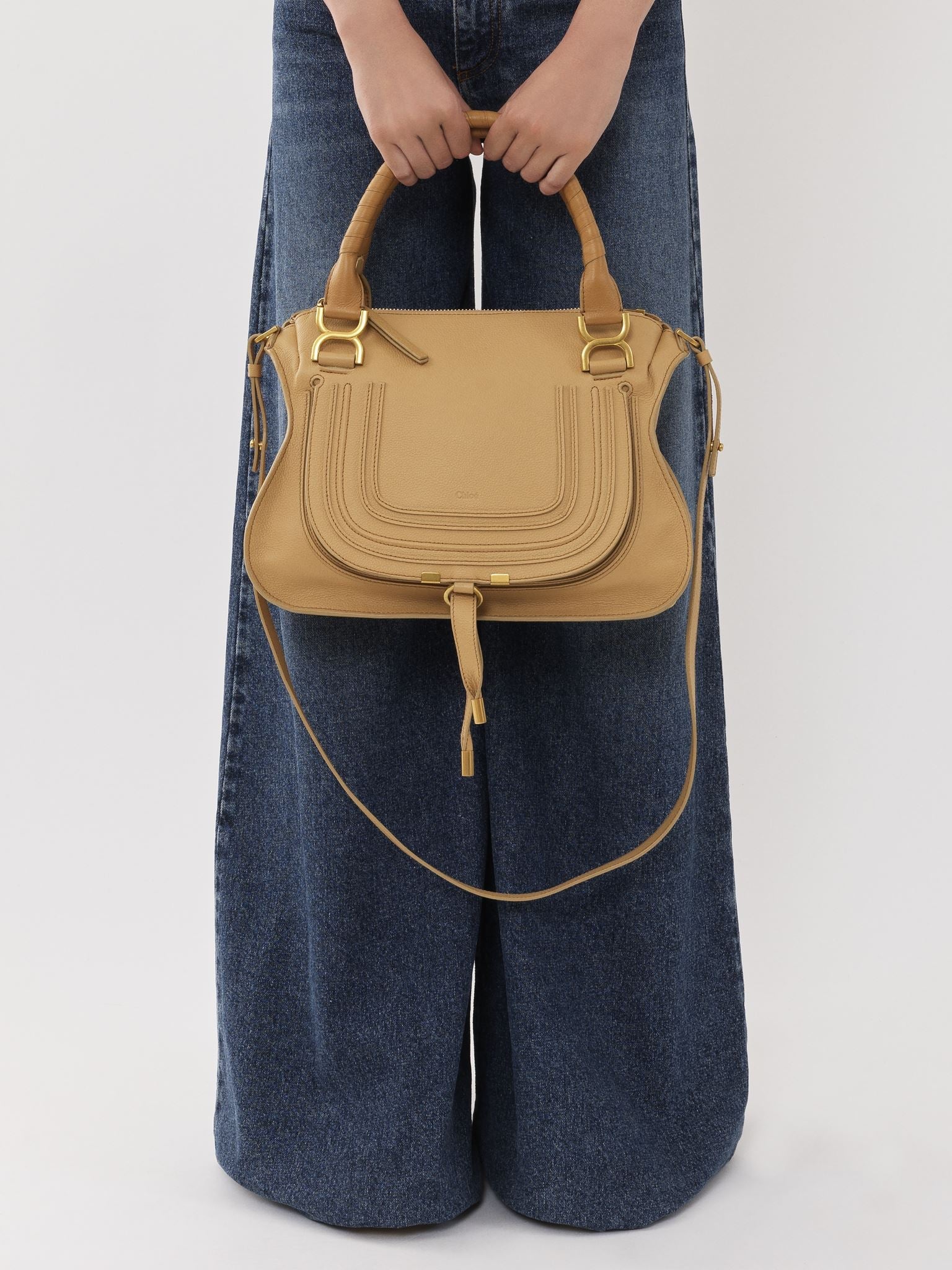 Sac double porté Marcie en cuir - Milky Brown