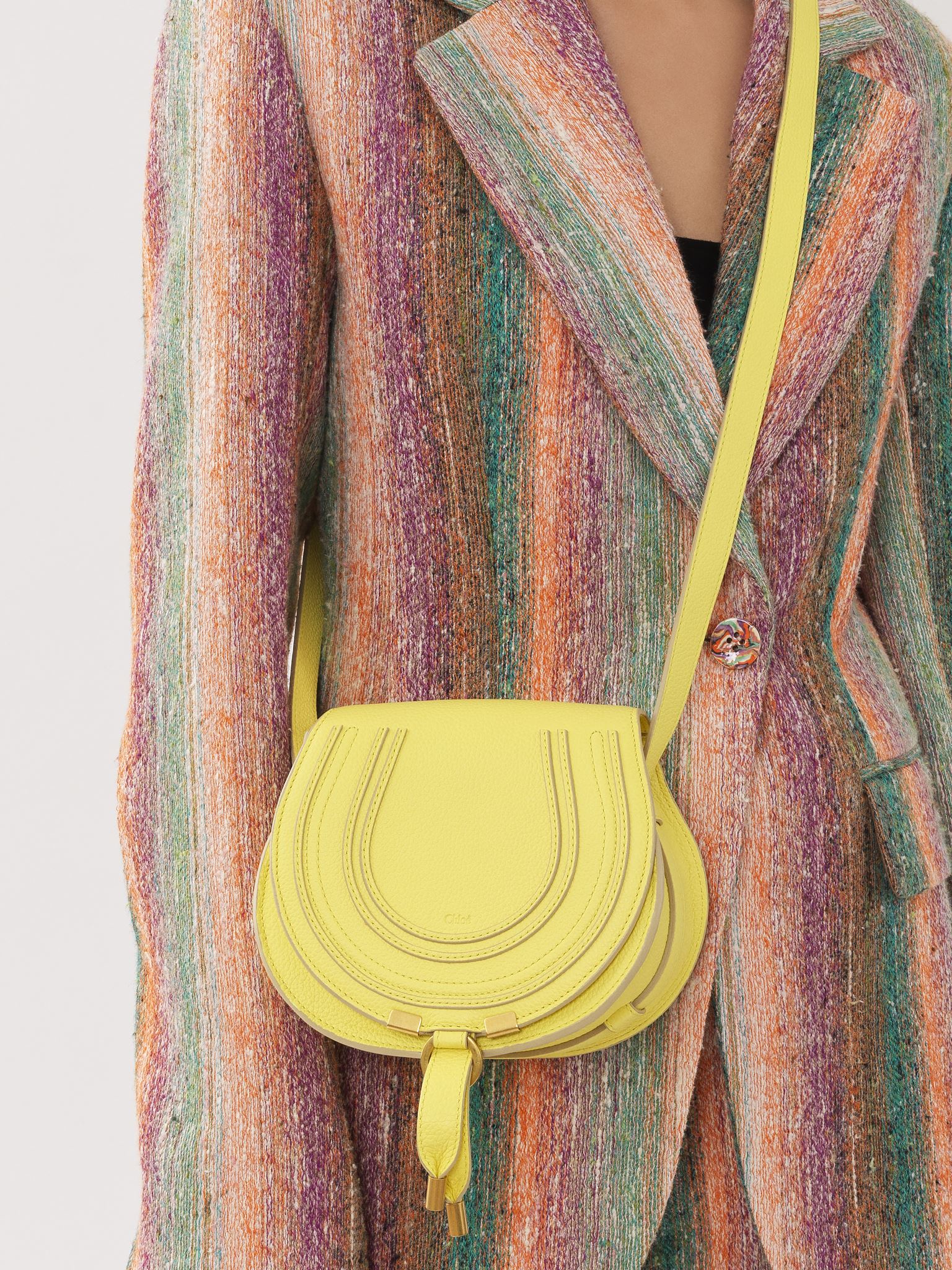 Petit sac porté épaule Marcie en cuir - Jonquille Jaune
