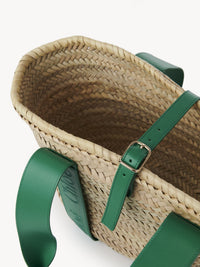 Grand sac panier Chloé Sense en feuille de palmier - Vert Pop