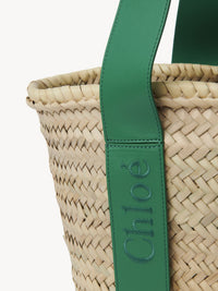 Grand sac panier Chloé Sense en feuille de palmier - Vert Pop