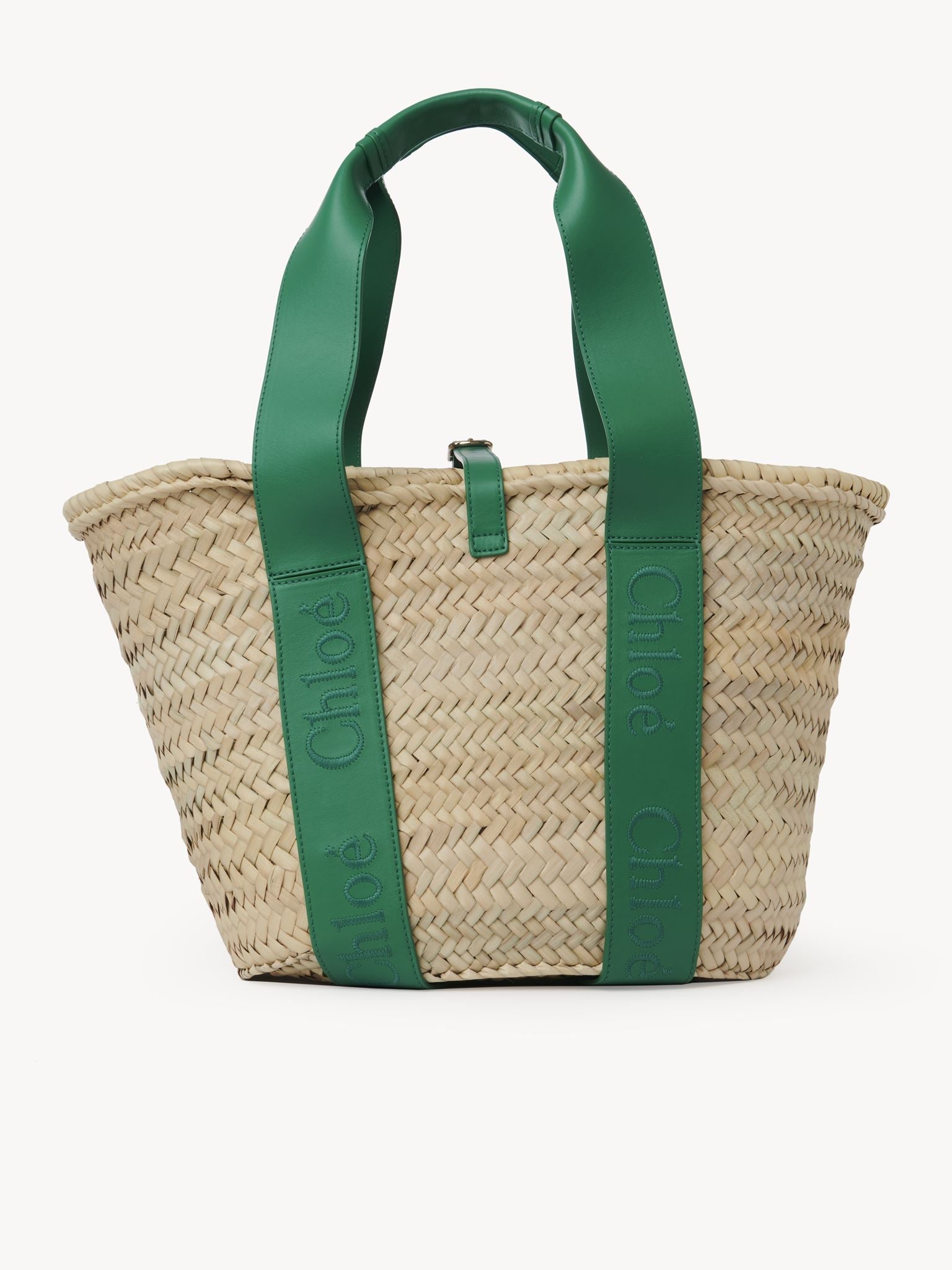 Grand sac panier Chloé Sense en feuille de palmier - Vert Pop