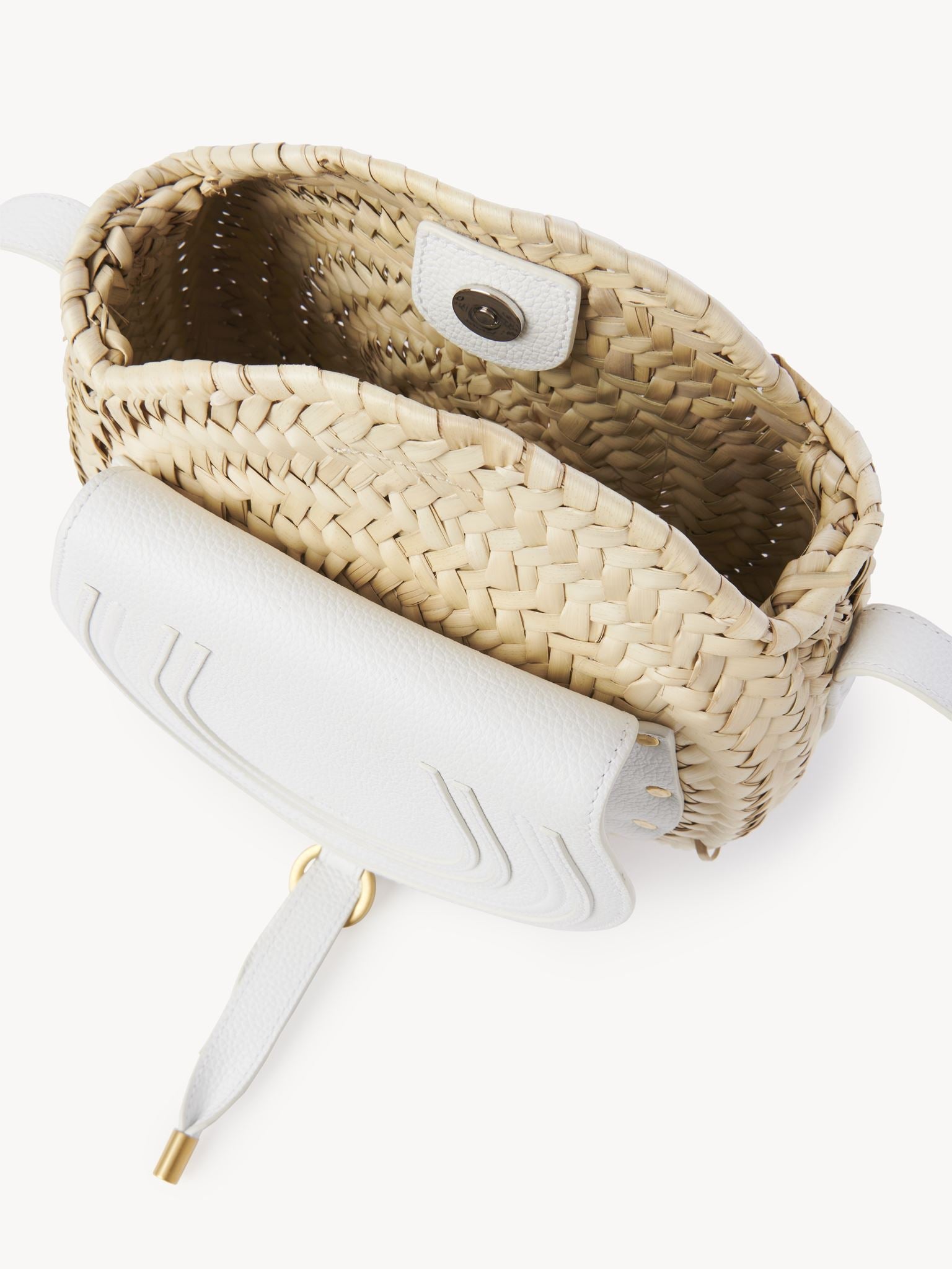 Sac panier rond porté épaule Marcie en cuir - White