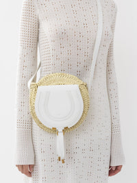 Sac panier rond porté épaule Marcie en cuir - White