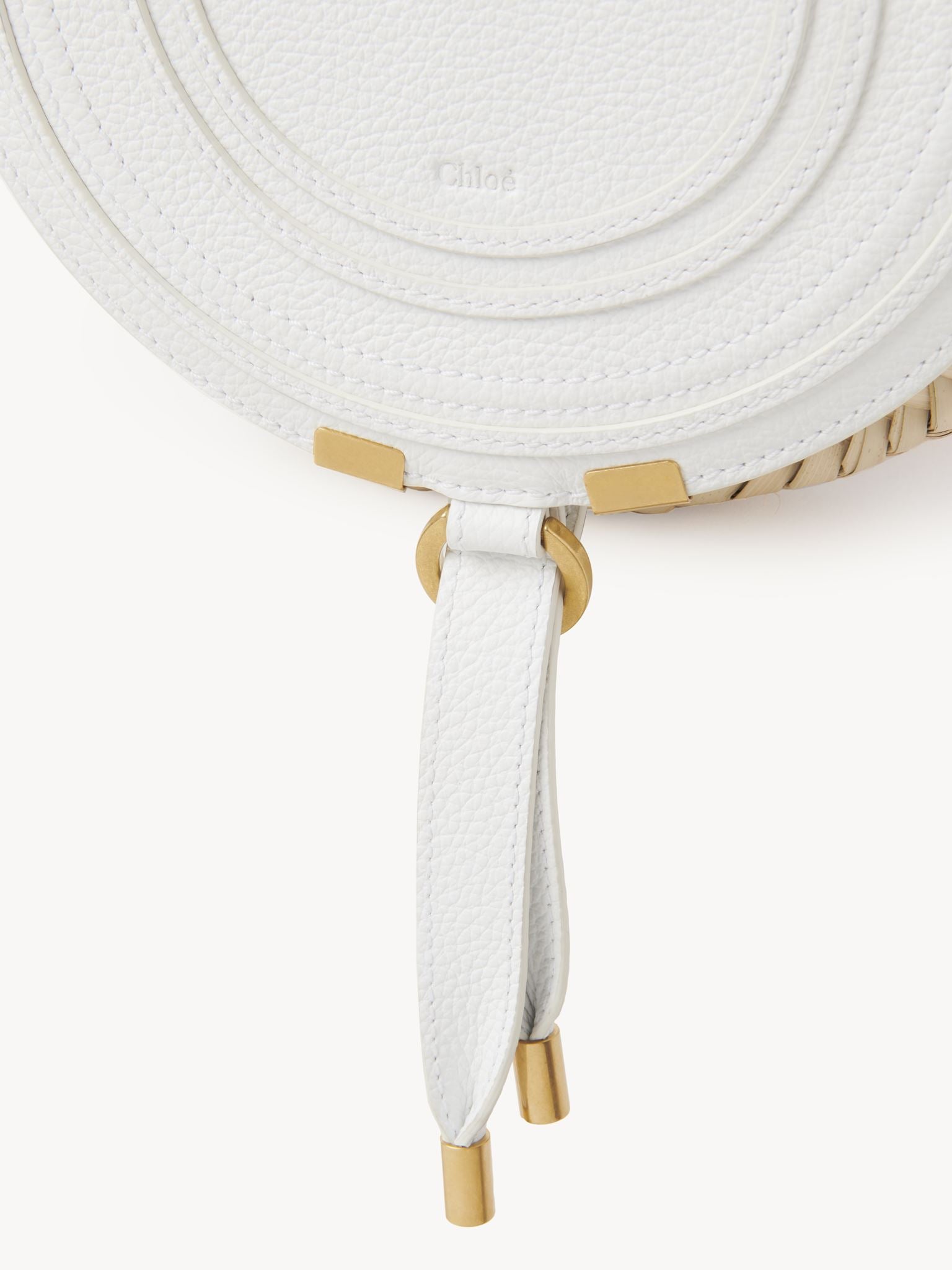 Sac panier rond porté épaule Marcie en cuir - White