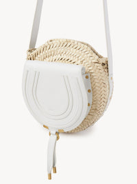 Sac panier rond porté épaule Marcie en cuir - White