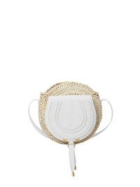 Sac panier rond porté épaule Marcie en cuir - White