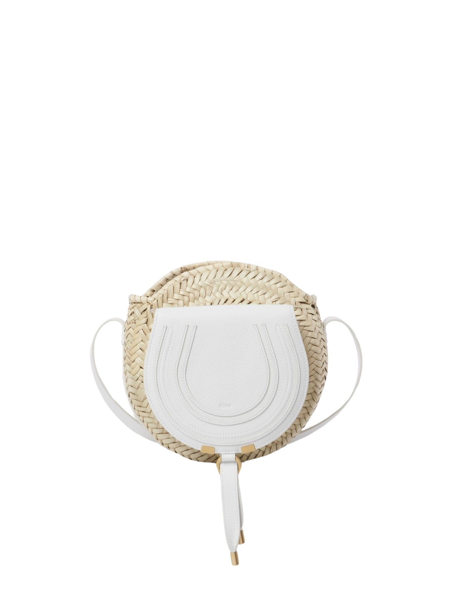 Sac panier rond porté épaule Marcie en cuir - White