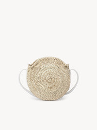 Sac panier rond porté épaule Marcie en cuir - White