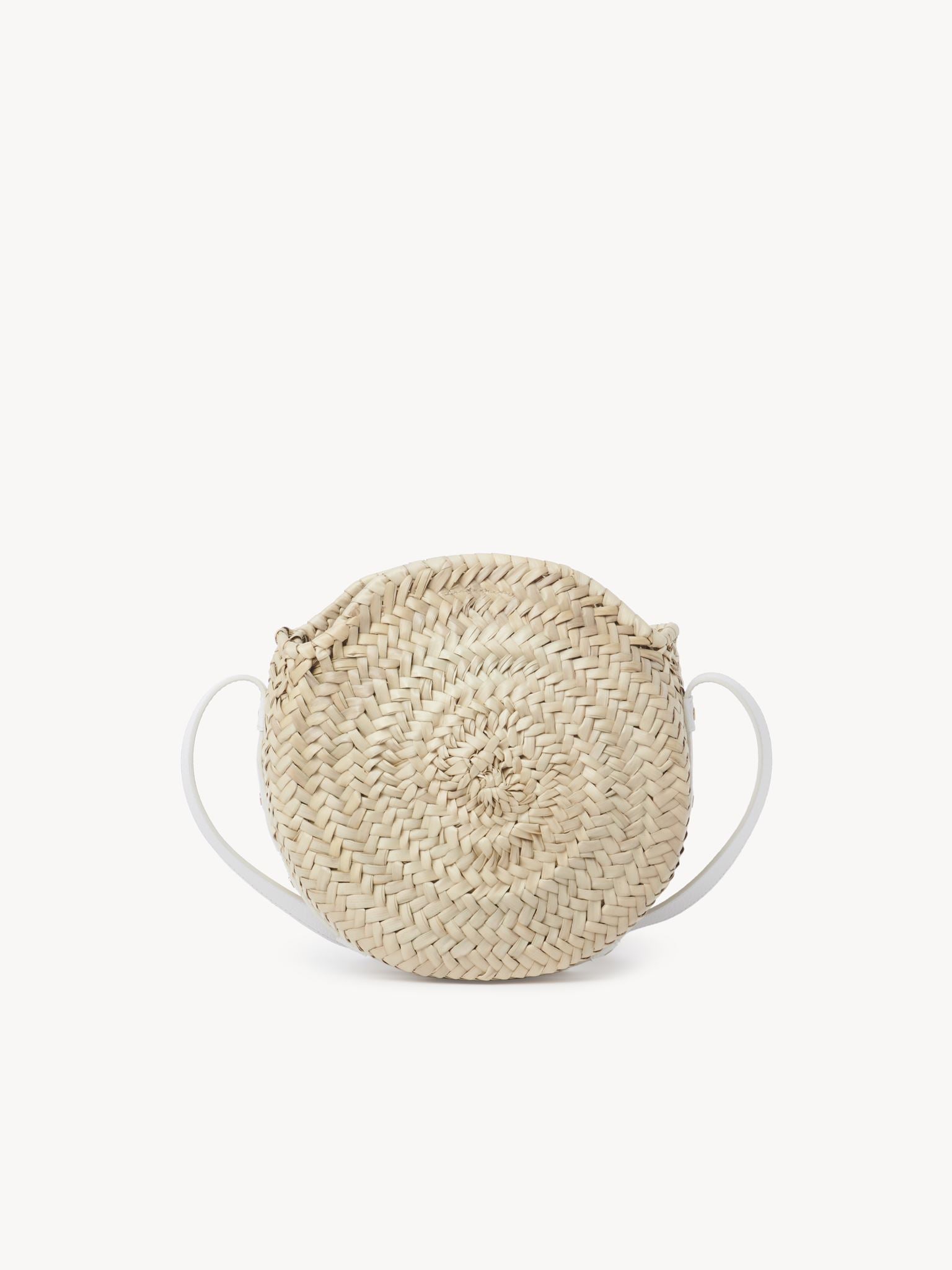 Sac panier rond porté épaule Marcie en cuir - White