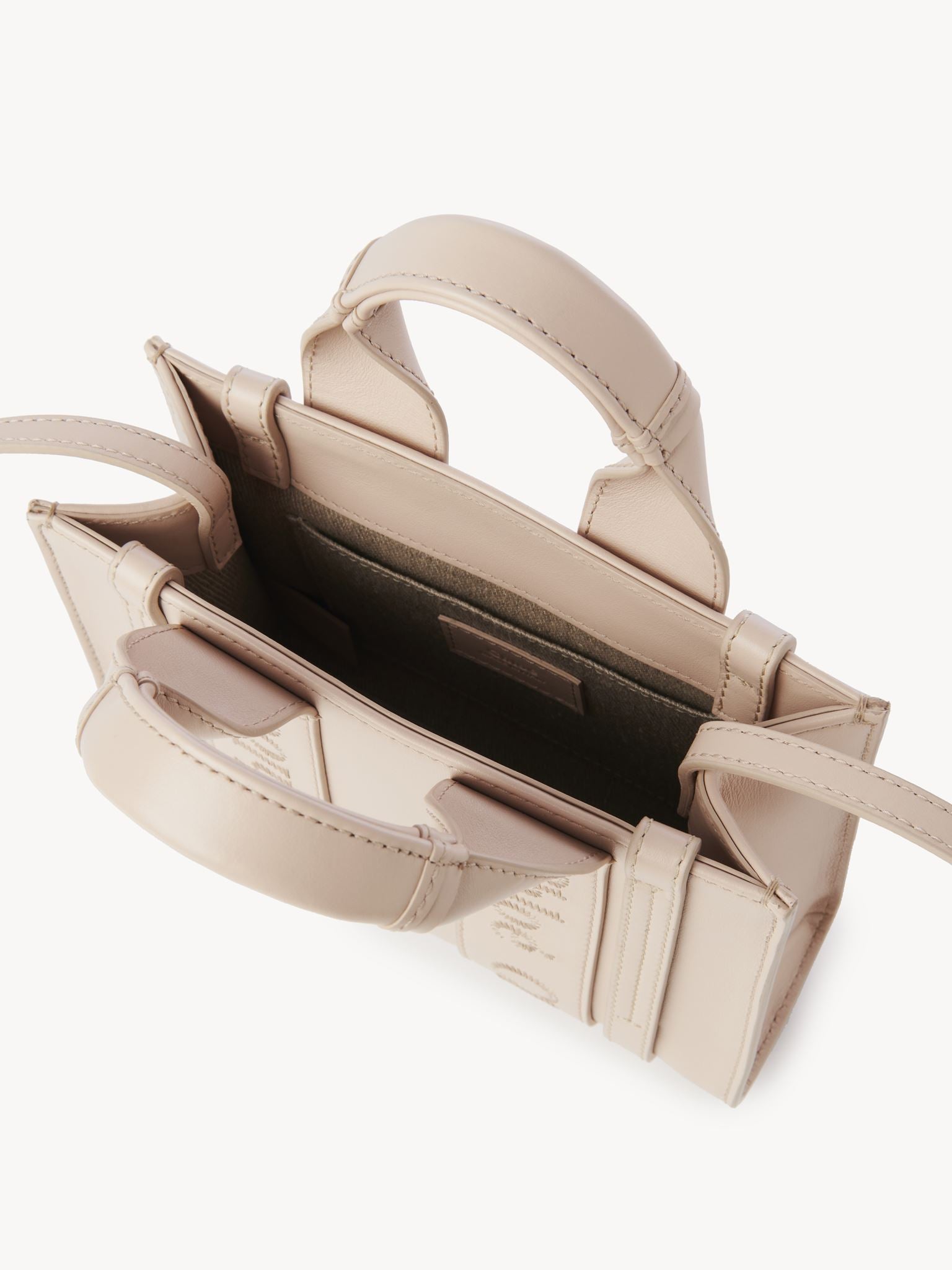 Mini sac cabas Woody à bandoulière en cuir - Ciment Rose