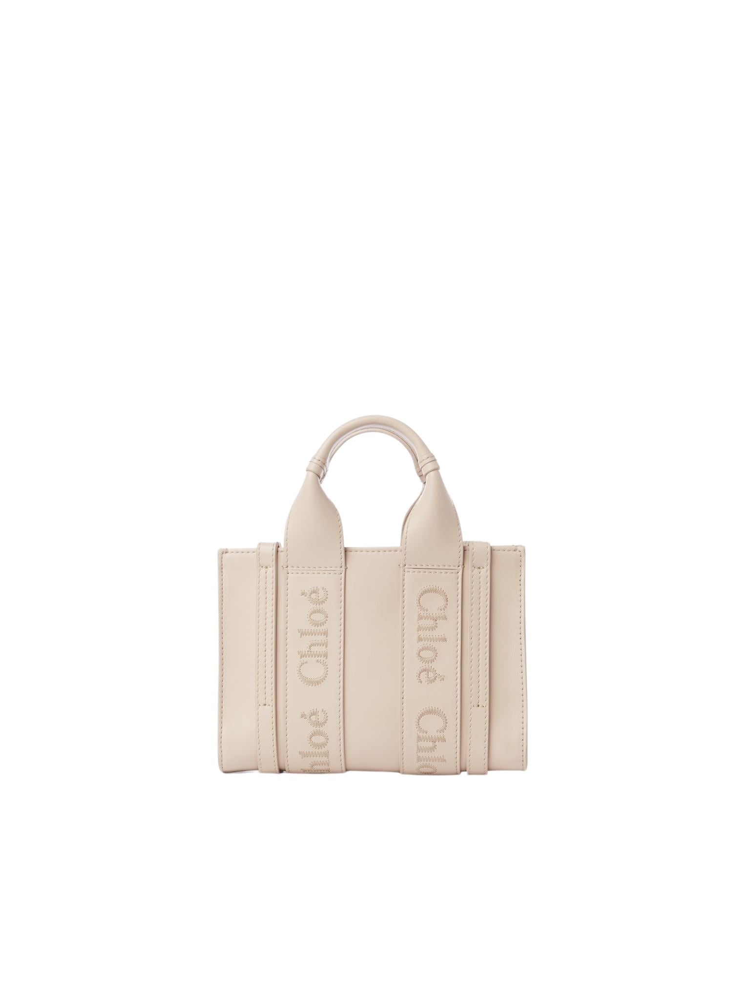 Mini sac cabas Woody à bandoulière en cuir - Ciment Rose