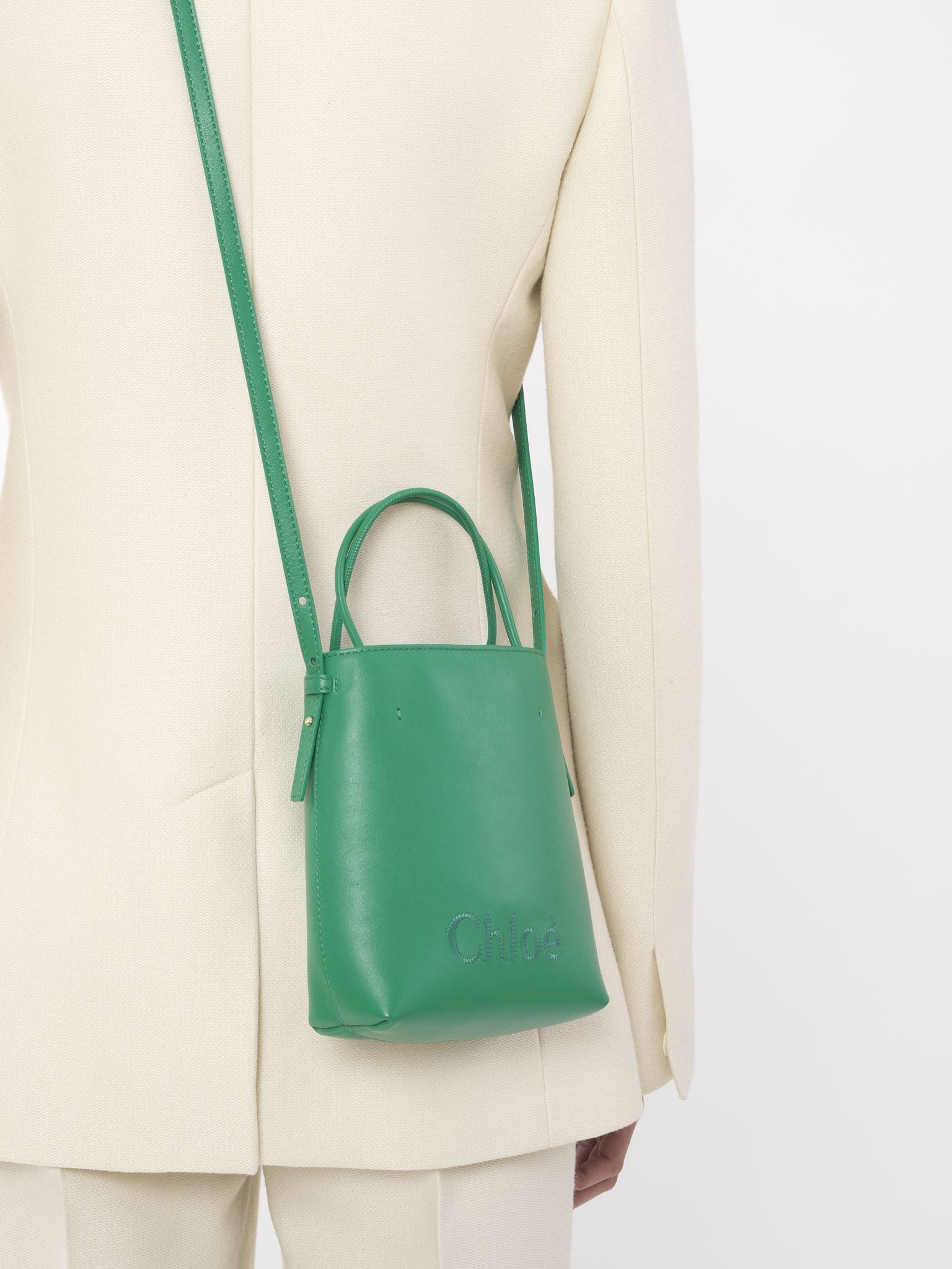 Mini sac cabas Chloé Sense en cuir - Vert Pop