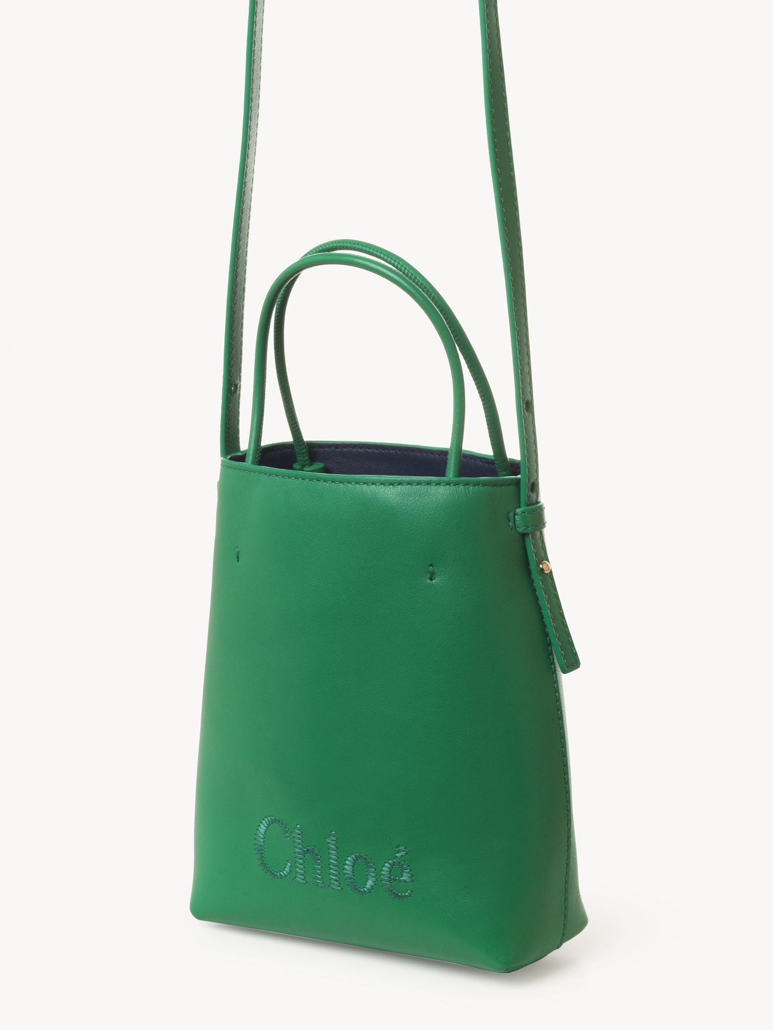 Mini sac cabas Chloé Sense en cuir - Vert Pop
