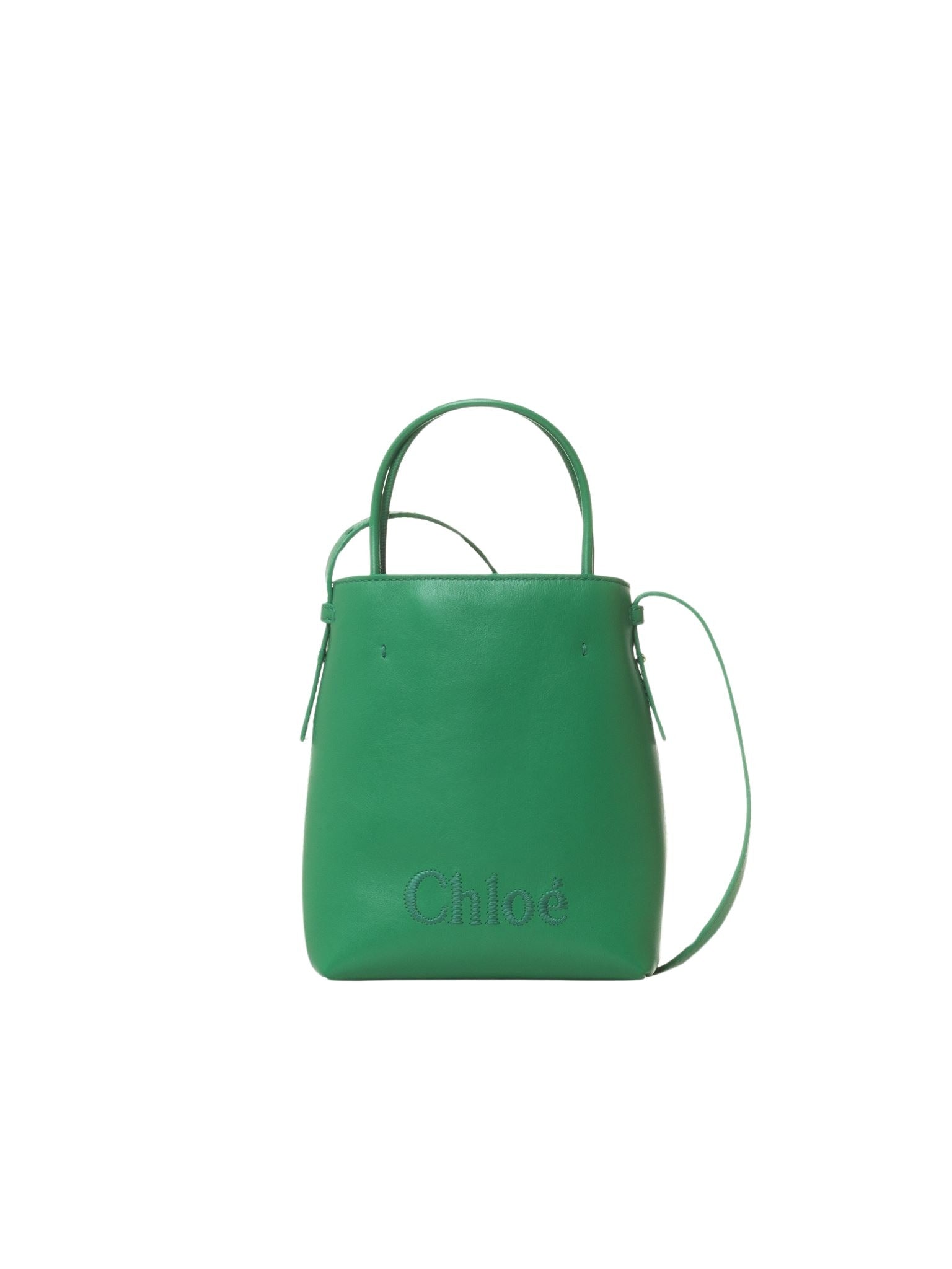 Mini sac cabas Chloé Sense en cuir - Vert Pop