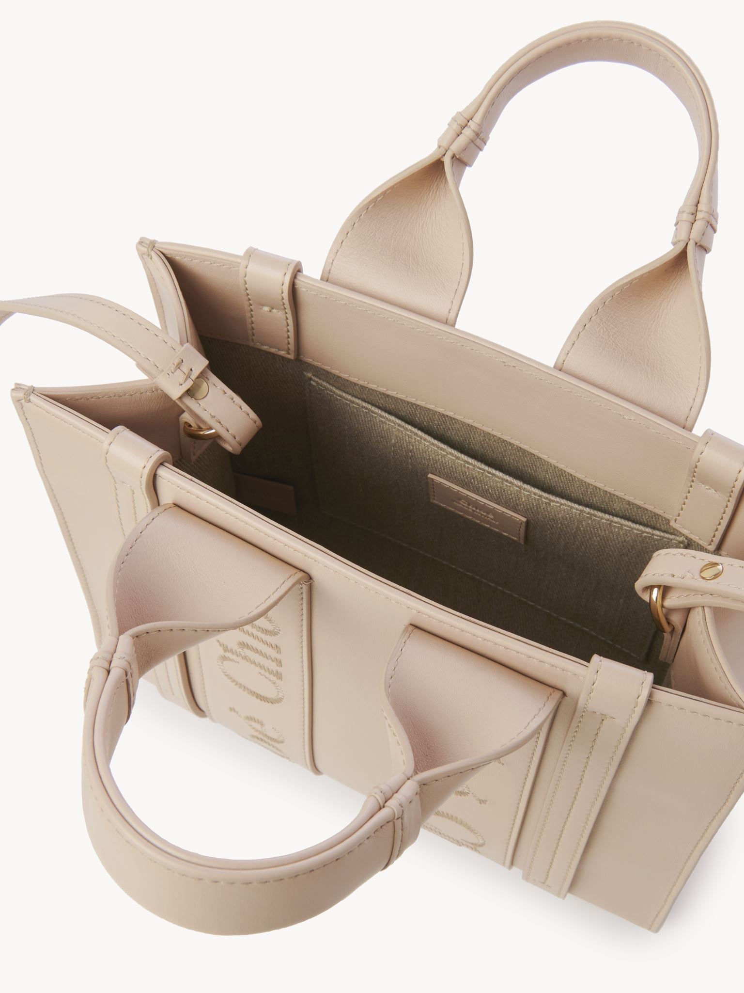 Petit sac cabas Woody à bandoulière en cuir - Cement Pink