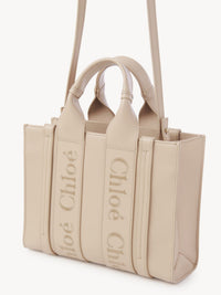 Petit sac cabas Woody à bandoulière en cuir - Cement Pink