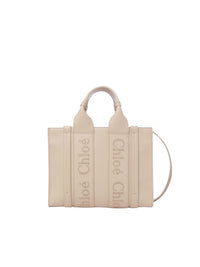 Petit sac cabas Woody à bandoulière en cuir - Cement Pink