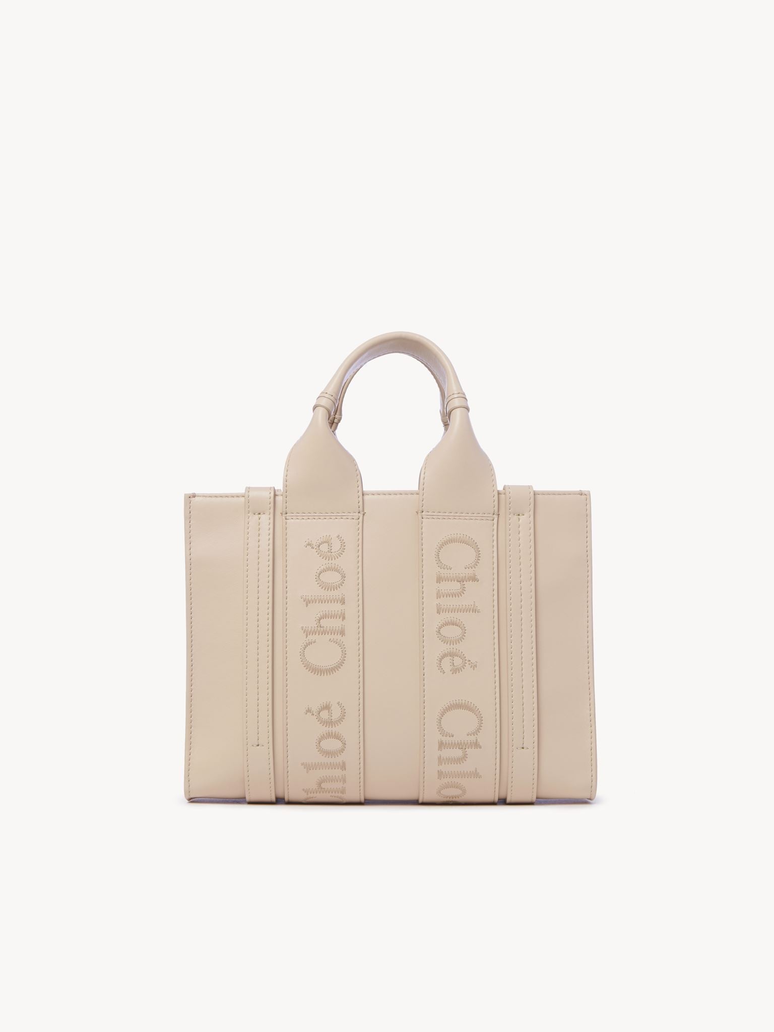 Petit sac cabas Woody à bandoulière en cuir - Cement Pink