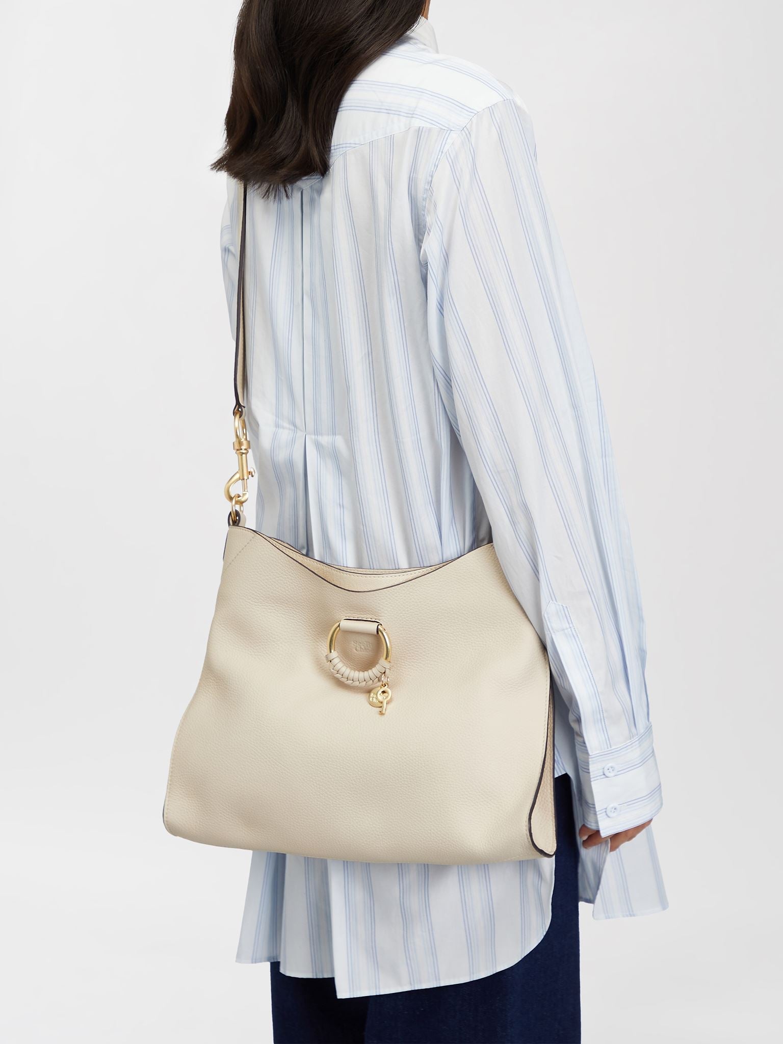 Petit sac Joan à anse en cuir - Beige Ciment