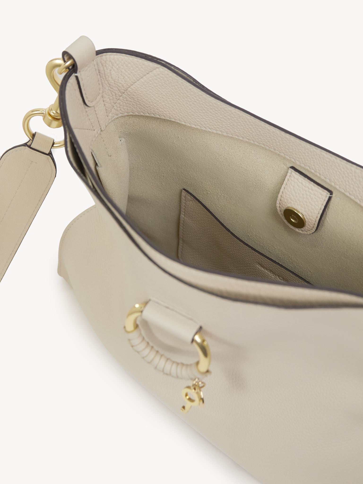 Petit sac Joan à anse en cuir - Beige Ciment