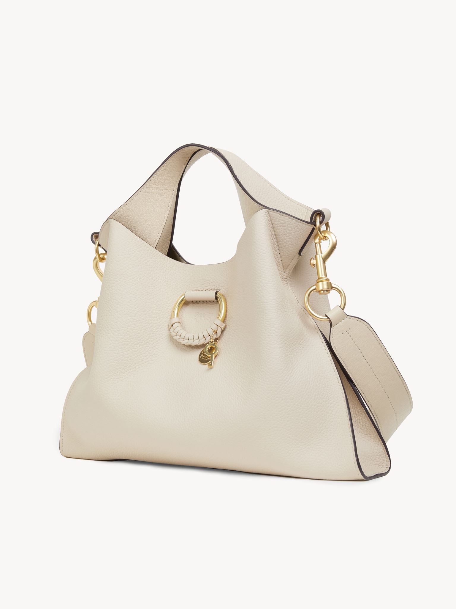 Petit sac Joan à anse en cuir - Beige Ciment